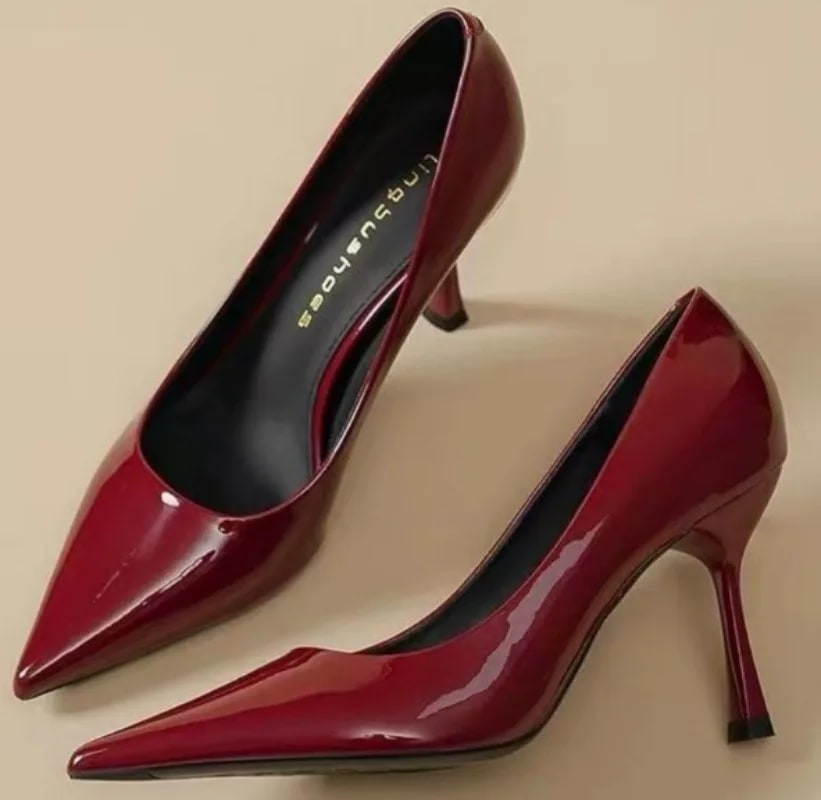 Hot Selling Women Shoes Pointed Toe Pumps Patent Leather Dress Red 6CM High Heels Boat Shoes Shadow Wedding Shoes Zapatos Mujer product photo