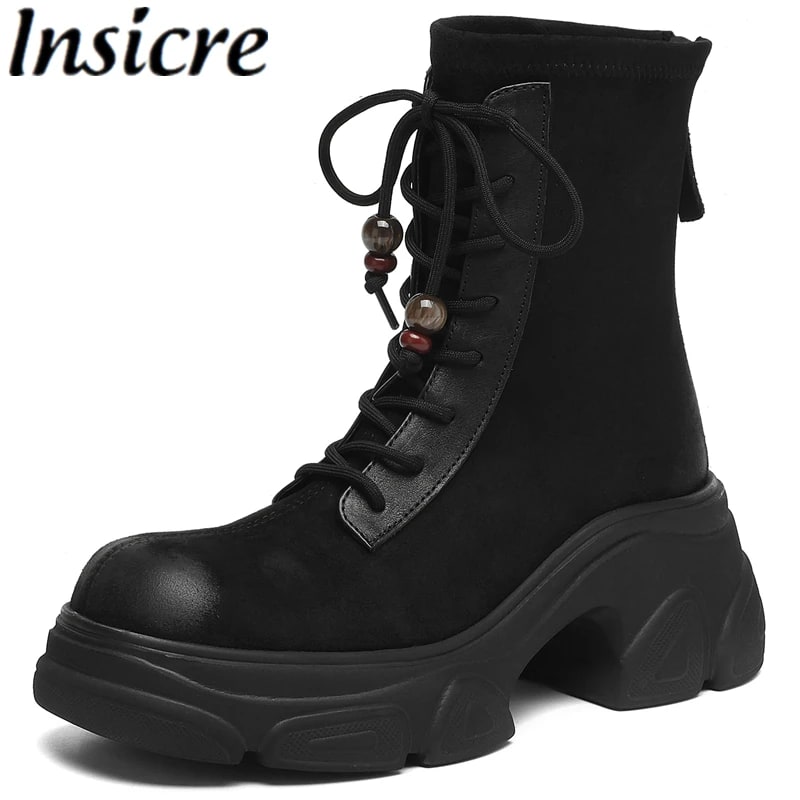 Insicre 2025 Fashion Ankle Boots – Lace-Up High Heels product photo