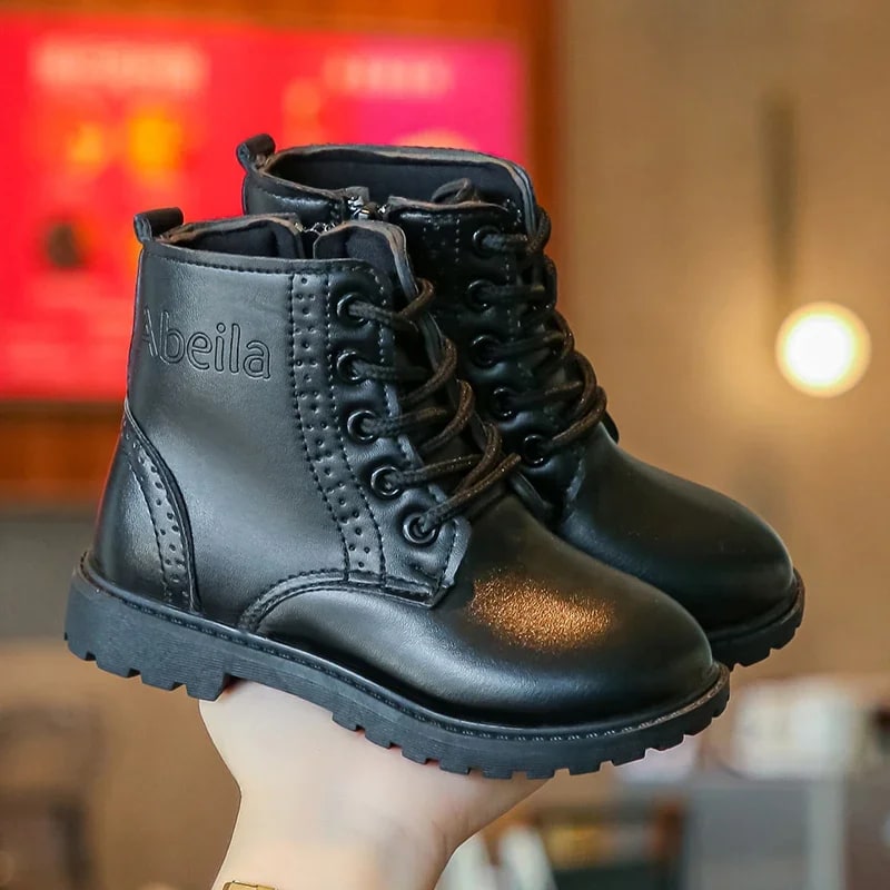 Kids' Casual PU Leather Ankle Boots – Stylish Anti-Skid Winter Shoes product photo