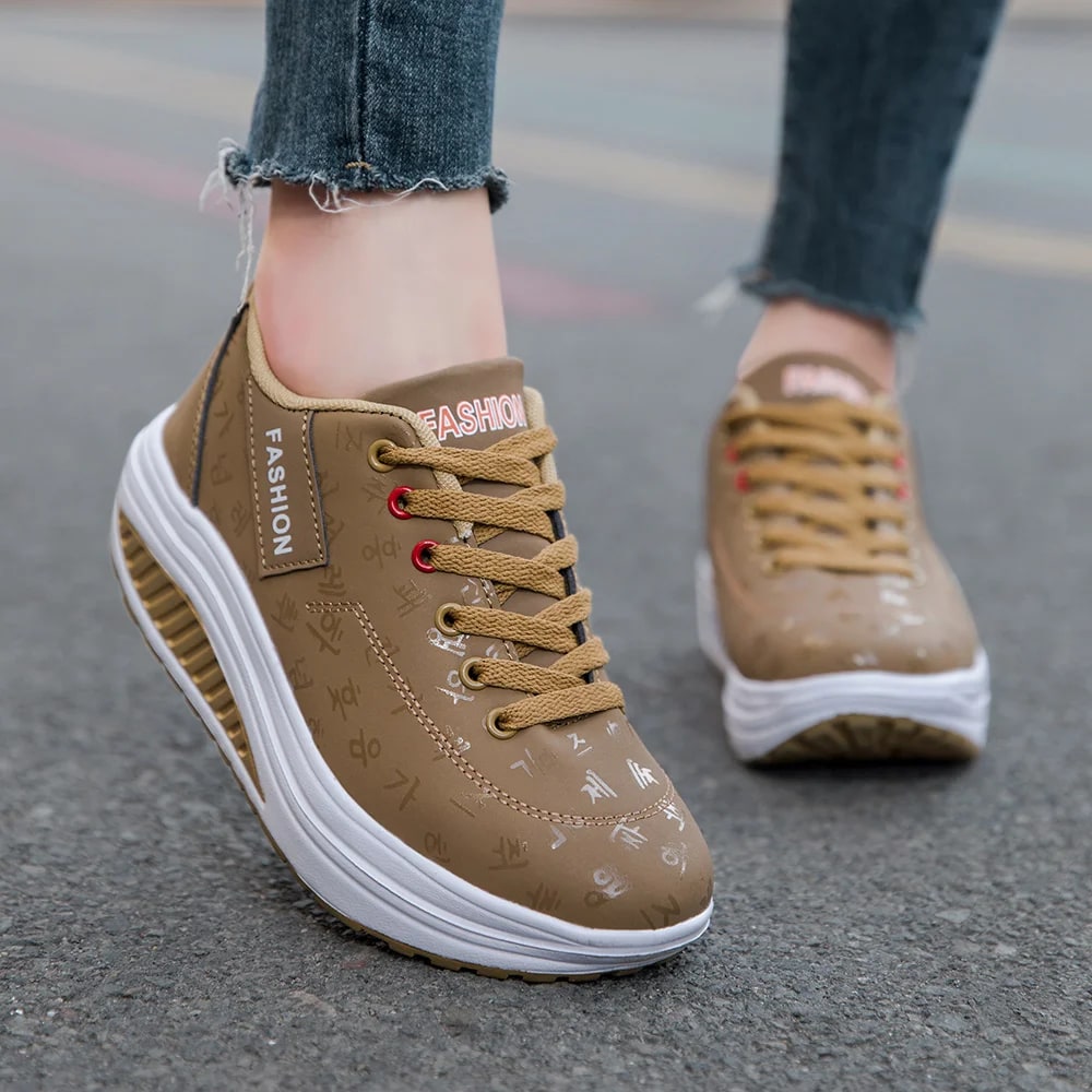 Ladies Casual Sports Wedge Sneakers – Breathable Comfort product photo