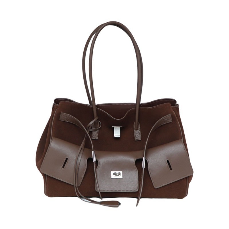 Large-Capacity Neutral-Style Tote Wing Genuine Leather Motorcycle Shoulder Bag product photo