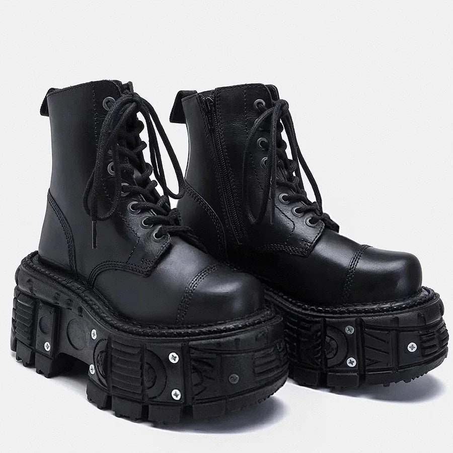 British Style Heightened Thick-Soled Men's Boots – 10cm Height Increasing Trendy High-Tops product photo