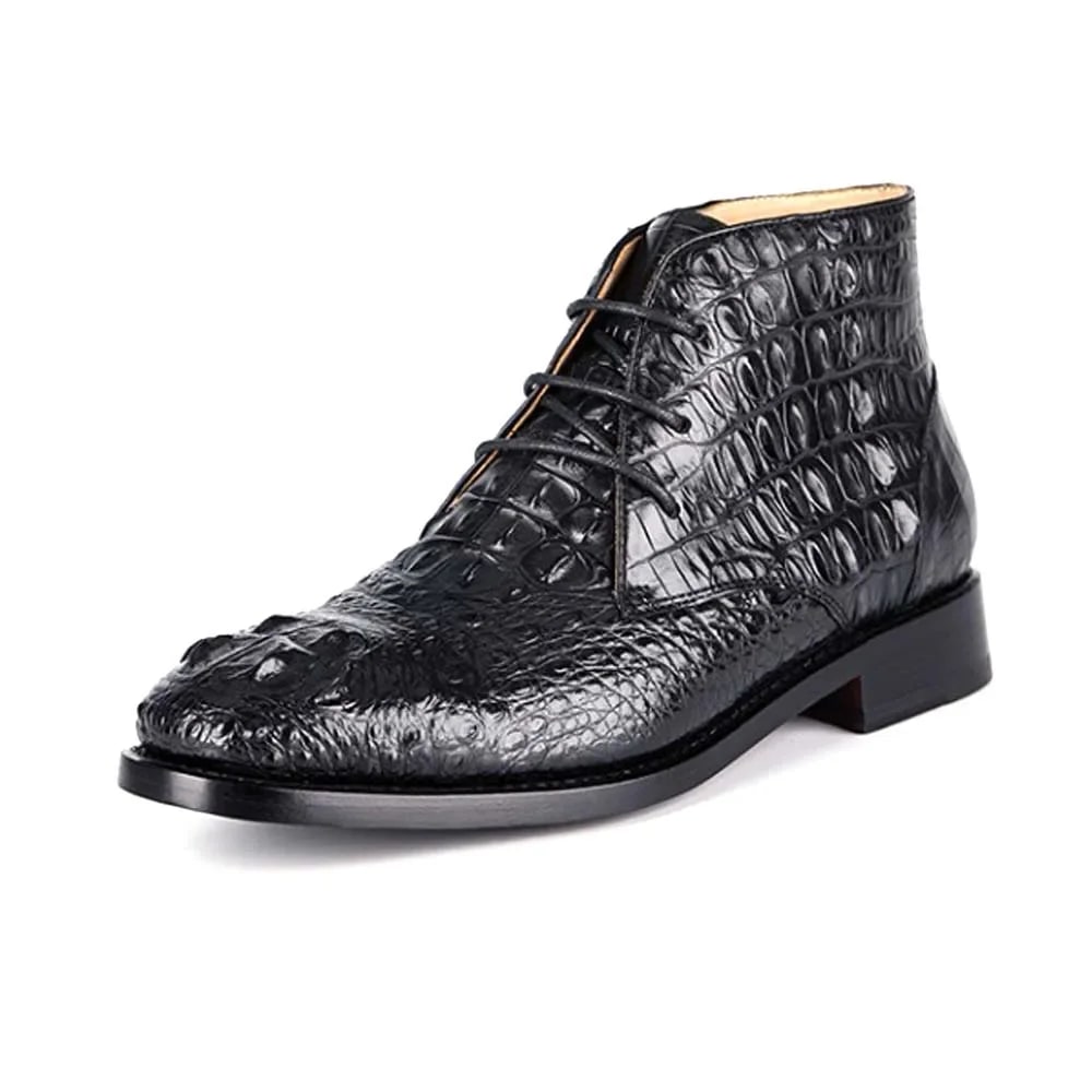 Handmade Crocodile Pattern Leather Business Boots product photo