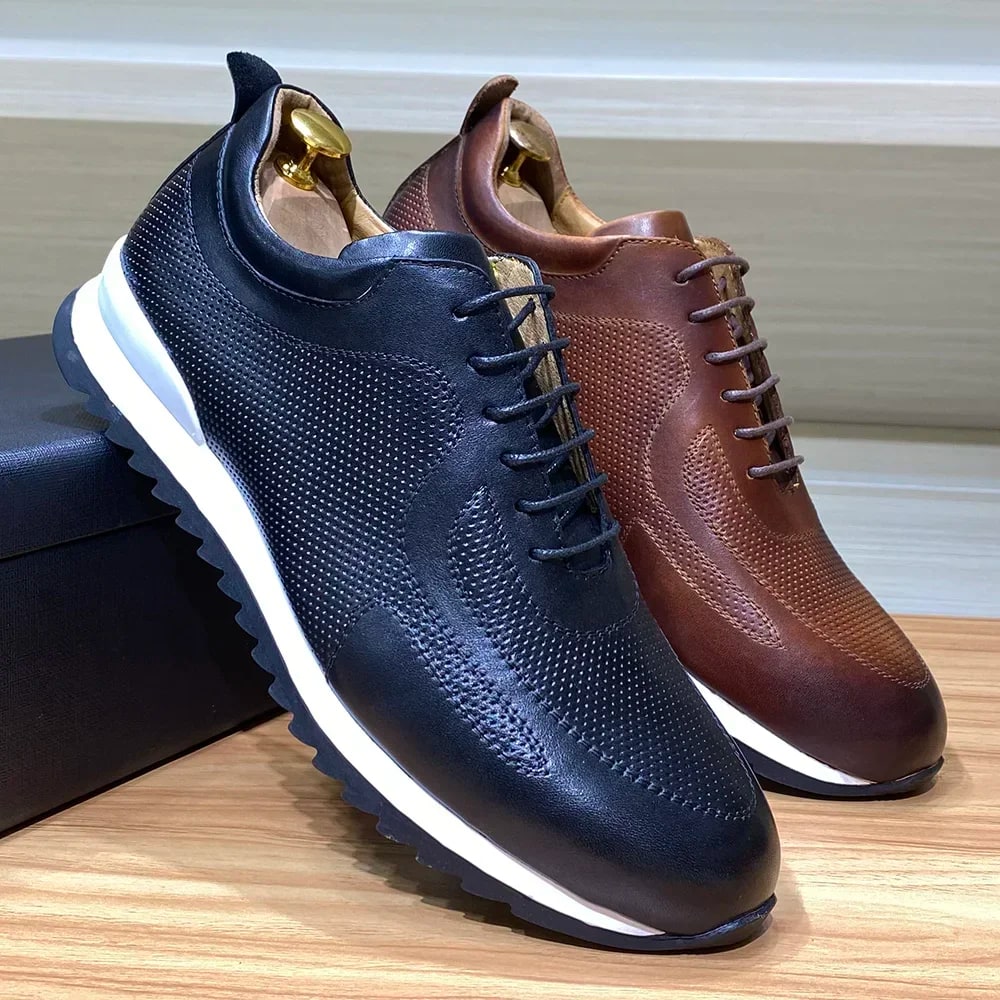Luxury Men's Genuine Leather Oxford Sneakers – Casual Comfort product photo