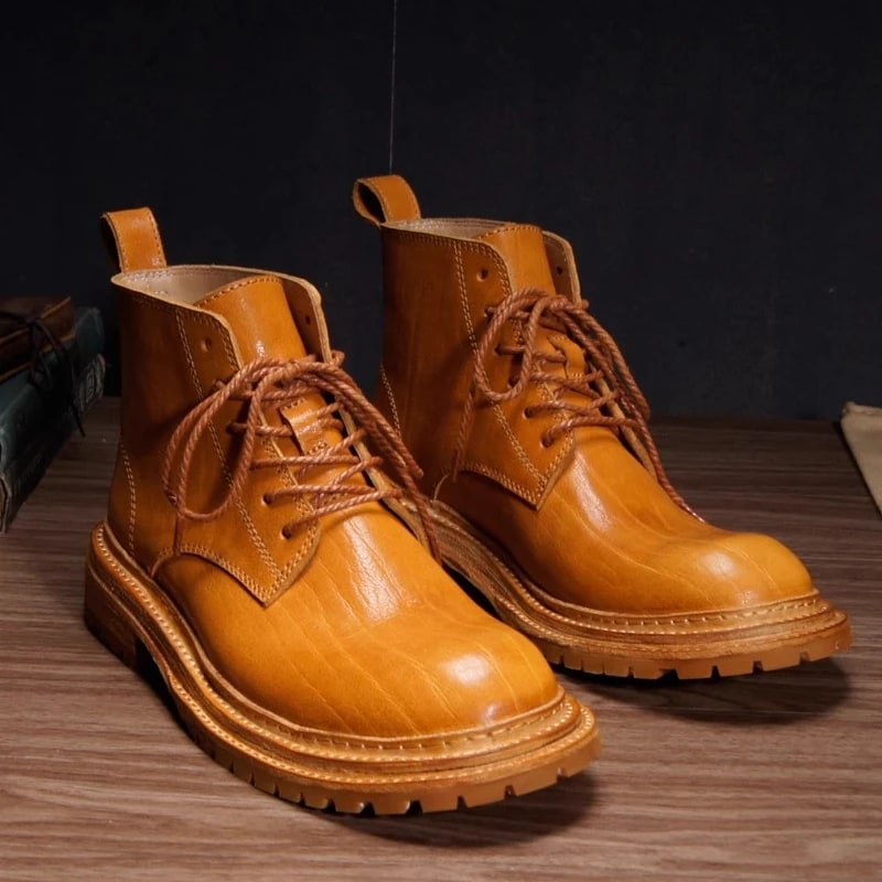 Luxury Cowhide Retro Work Boots product photo