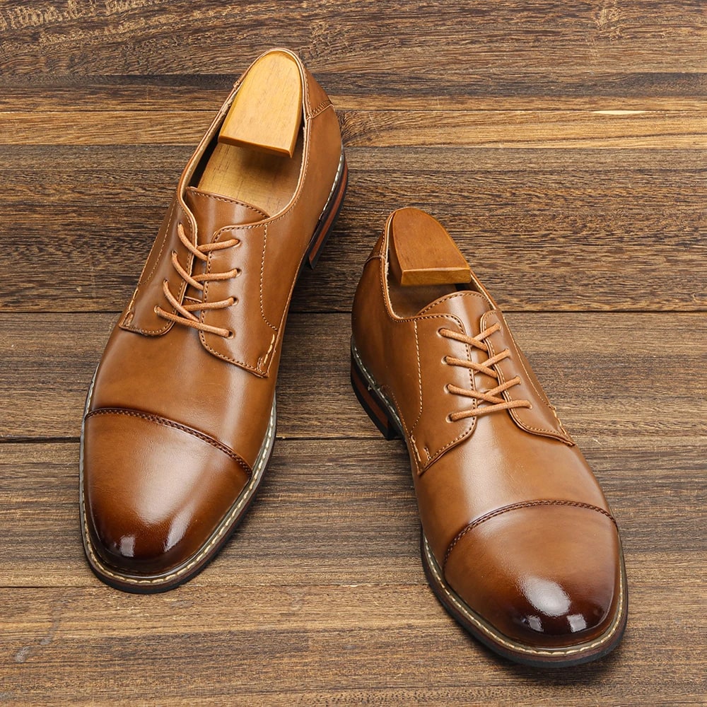 Fashionable Men's Leather Derby Shoes – Comfortable 2025 Brand Dress Shoes product photo