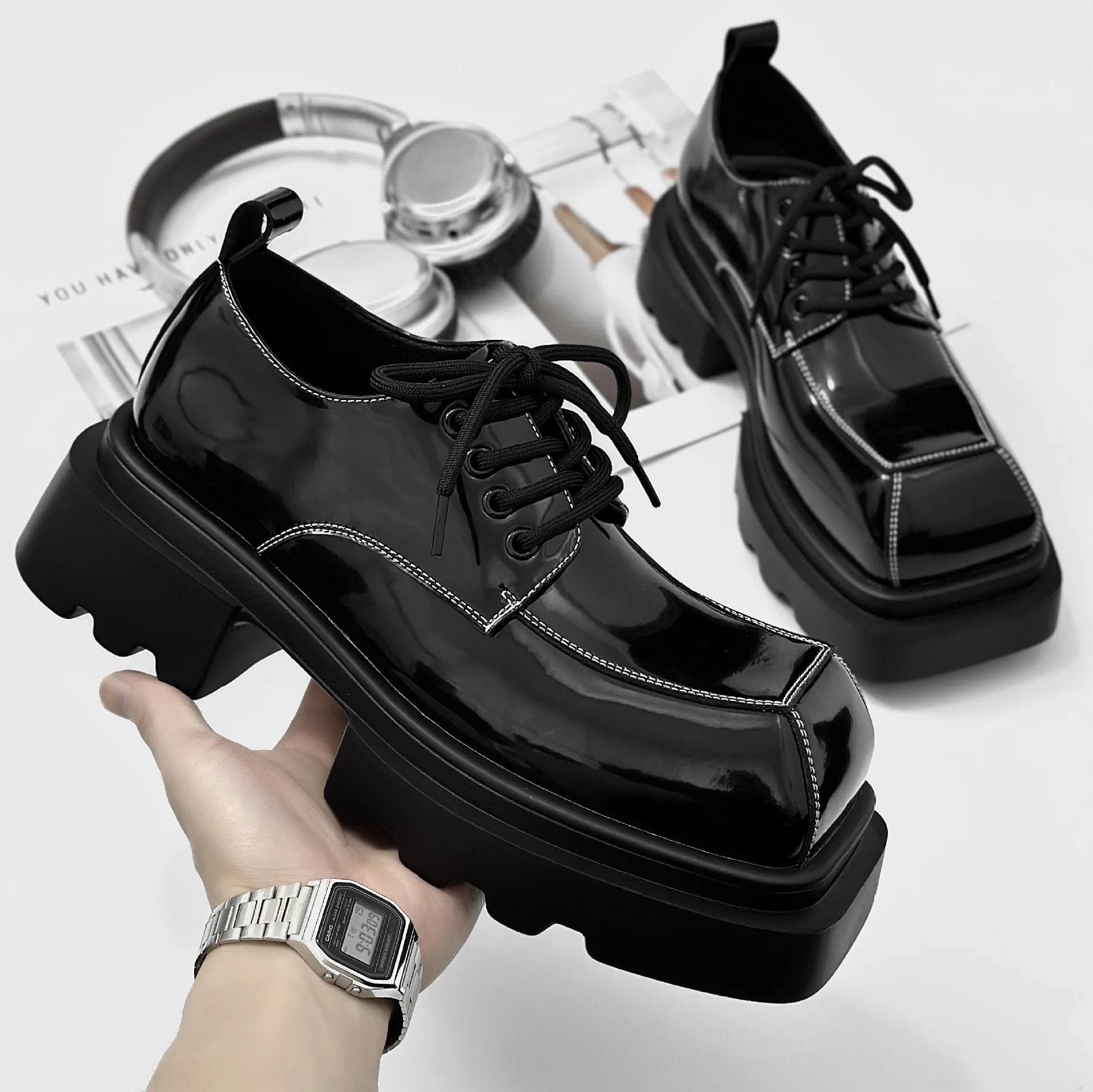 Glossy Platform Derby Shoes product photo