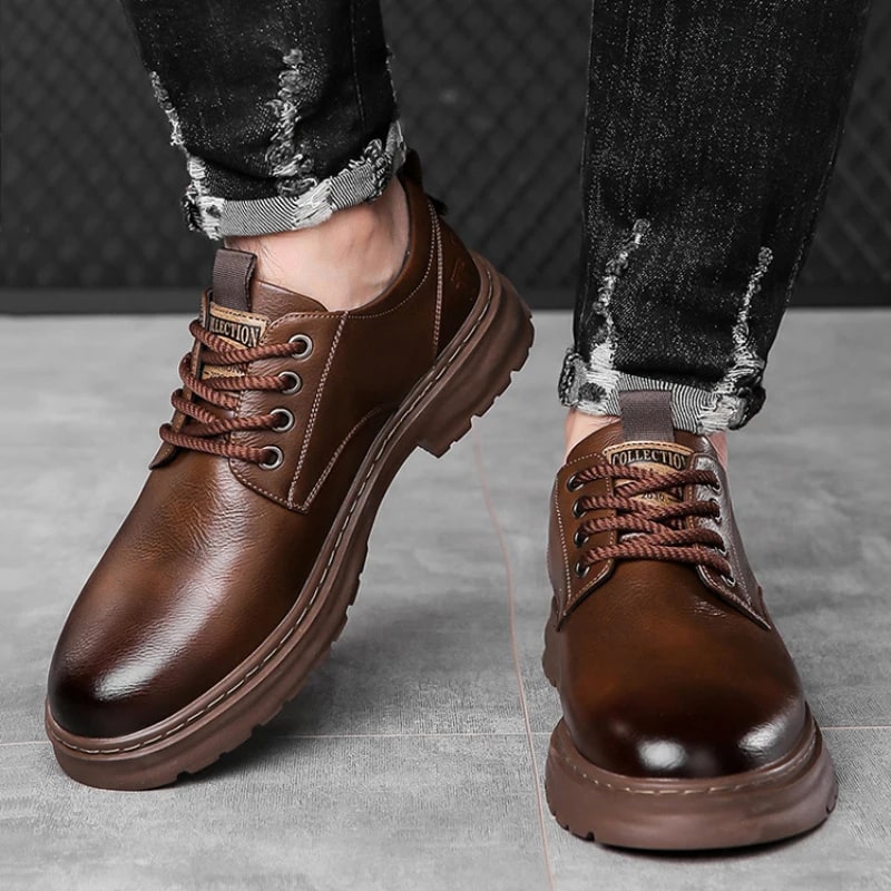 Men's Retro Outdoor Casual Leather Shoes – Vintage Work Oxfords product photo