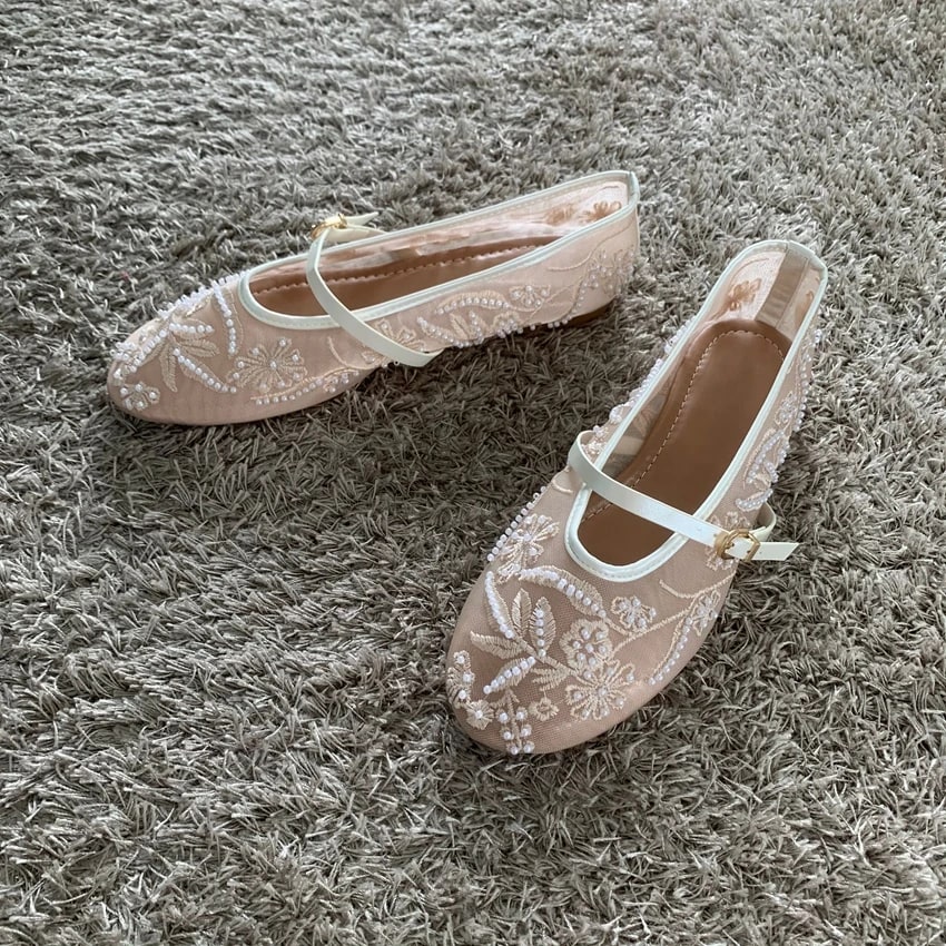 Mesh Embroidery Mary Jane Flats – Comfort & Elegance 2025 product photo