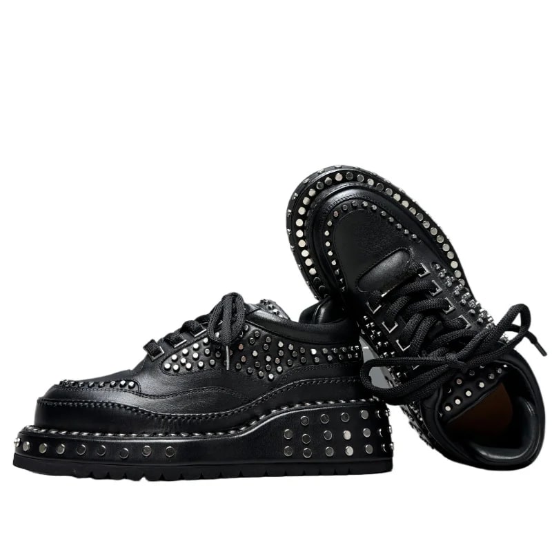 Motorcycle Style Heavy Metal Rivet Derby Shoes product photo
