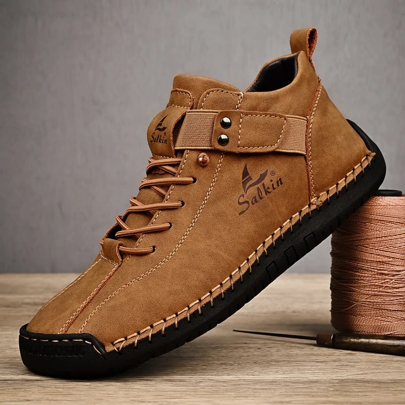Men's Leather Hand-Stitched Casual Sneakers product photo
