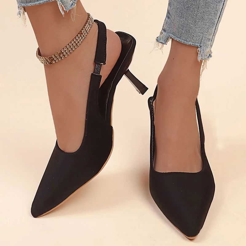 Fashion Pointed Toe Square Heel Pumps – 2025 Autumn Slingback Edition product photo