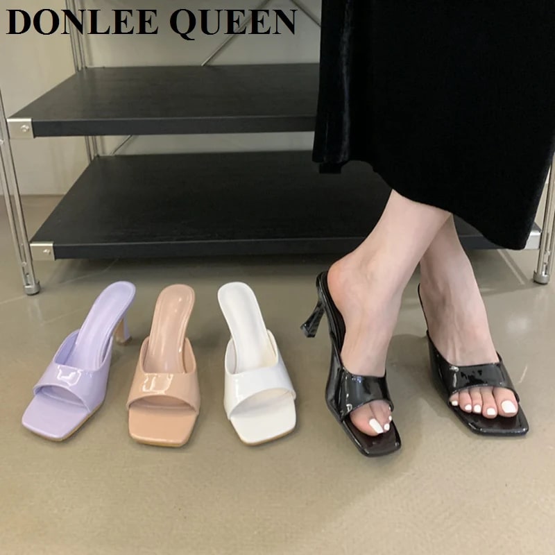 Elegant Patent Leather Stiletto Mules – DONLEE QUEEN Edition product photo
