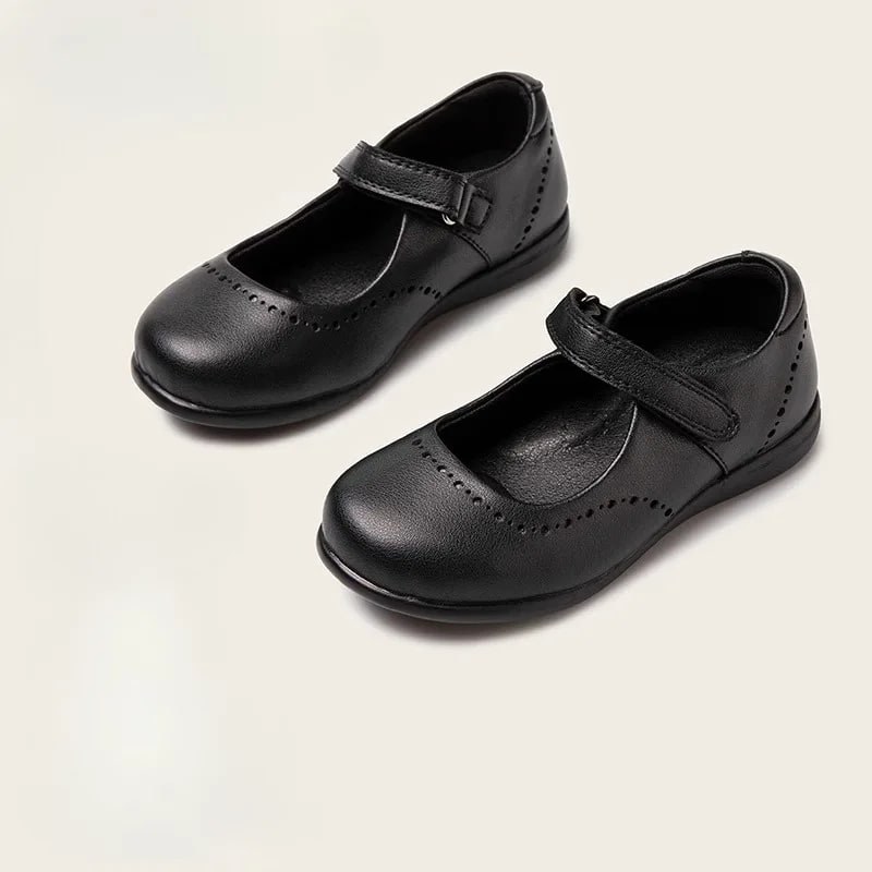 New Children School Black Leather Shoes Girls Casual Flats Genuine Leather Shallow-mouth Performance Dance Shoes Princess Kids product photo