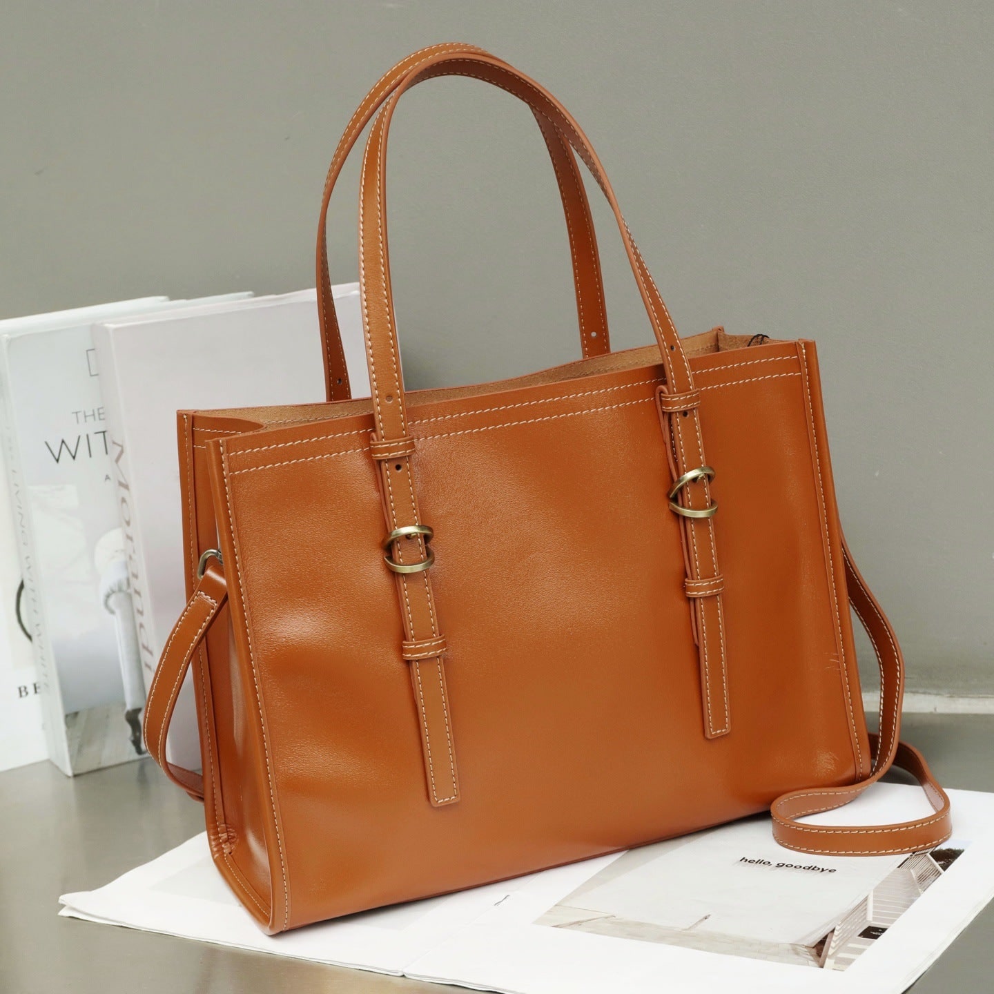 New Genuine Leather Women's Bag, Top-grain Cowhide Shopping Bag, Luxury Feel, Commuter Handbag, Single Shoulder And Crossbody Bag product photo
