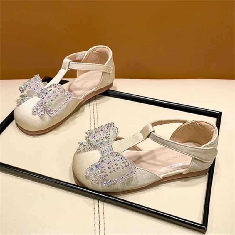 New Girls Sandals Summer Children Shoes Princess Fashion Bow Soft Soled Anti Slip Student Dance Performance Kids Baby Flats product photo