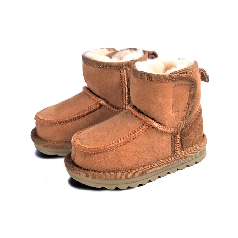 New Winter Children Snow Boots – Genuine Leather & Wool Fur Warm Toddler Shoes product photo