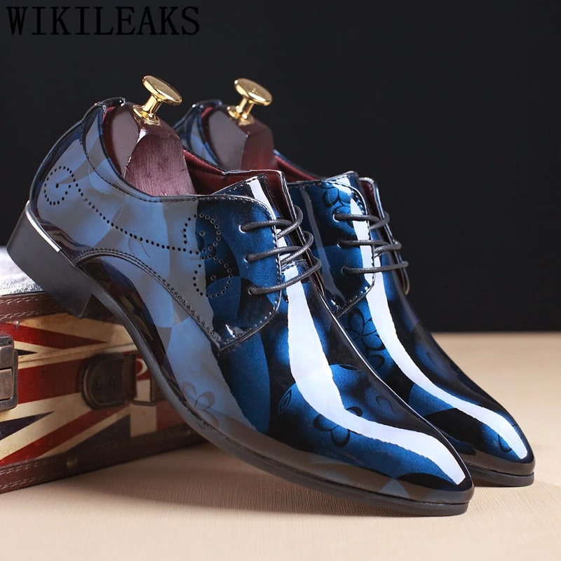 Office Men Dress Shoes Floral Pattern Men Formal Shoes Leather Luxury Fashion Groom Wedding Shoes Men Oxford Shoes Dress 37-50 product photo