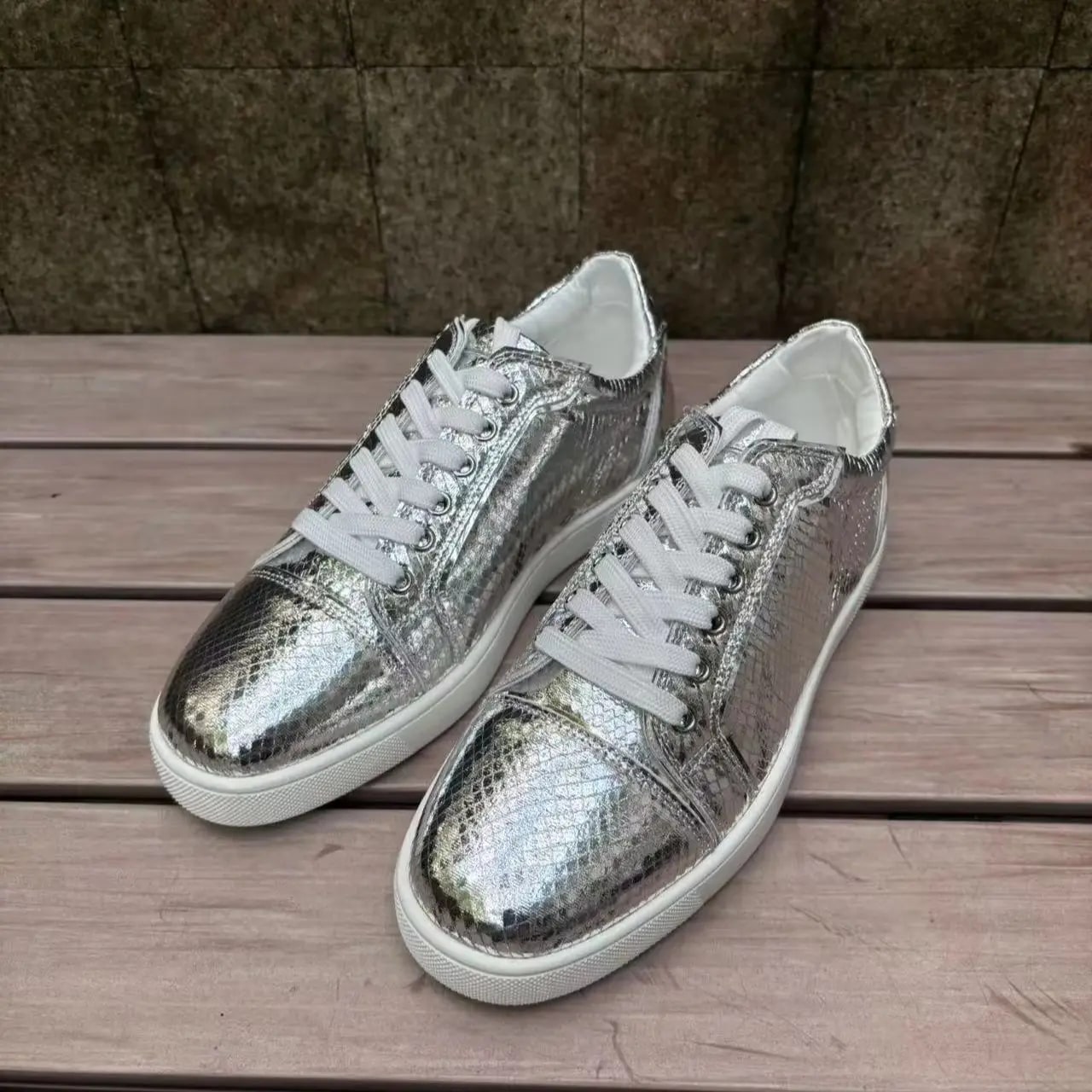 High-End Rhinestone Genuine Leather Sneakers – Luxury Women's Shoes product photo