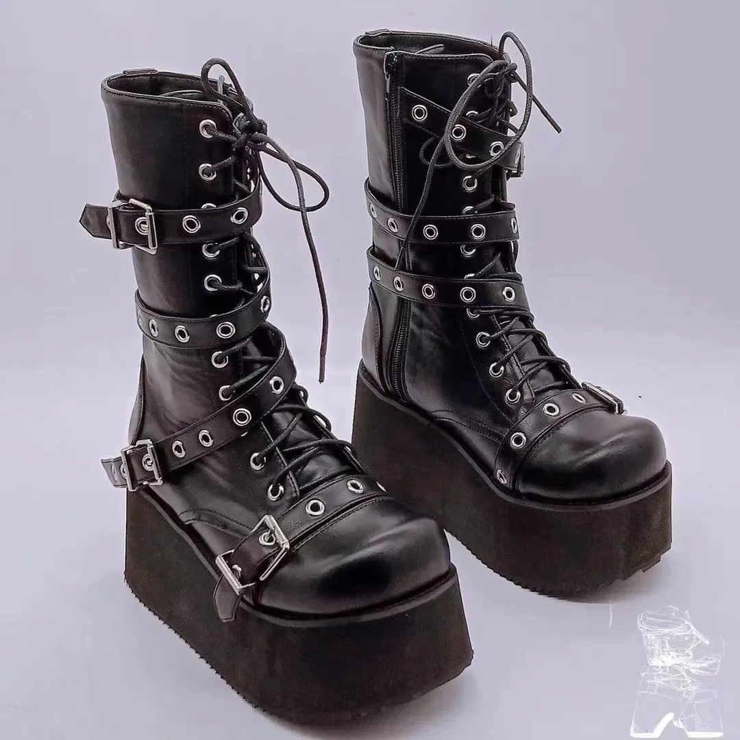 Punk Goth Platform Combat Boots product photo