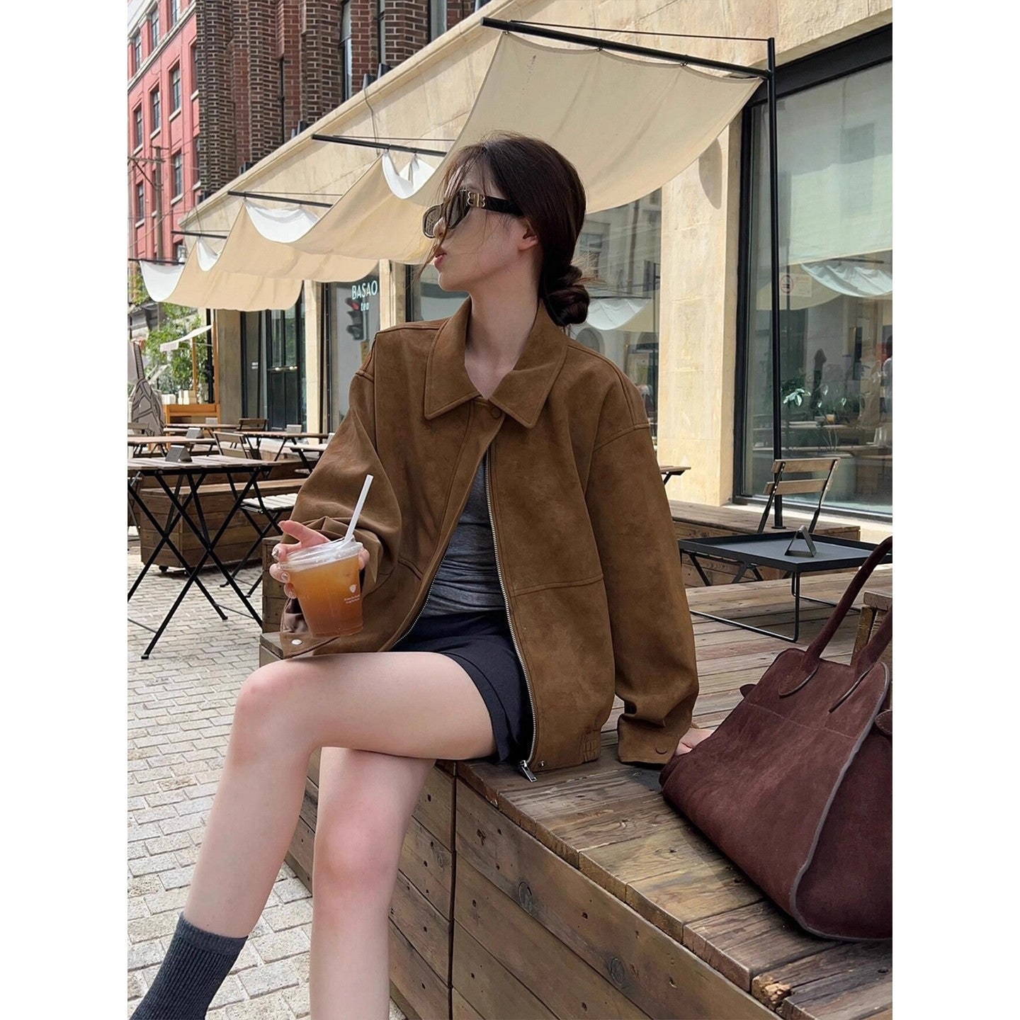Premium Small Stand-collar Loose Casual Jacket Top product photo