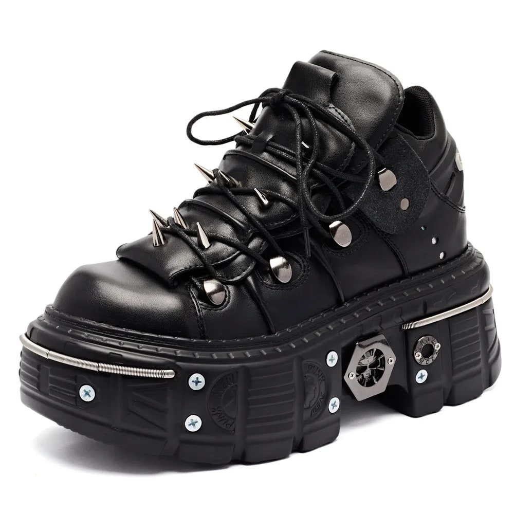 Punk Rivet Platform Ankle Boots – Metal Decor Nightclub Shoes product photo