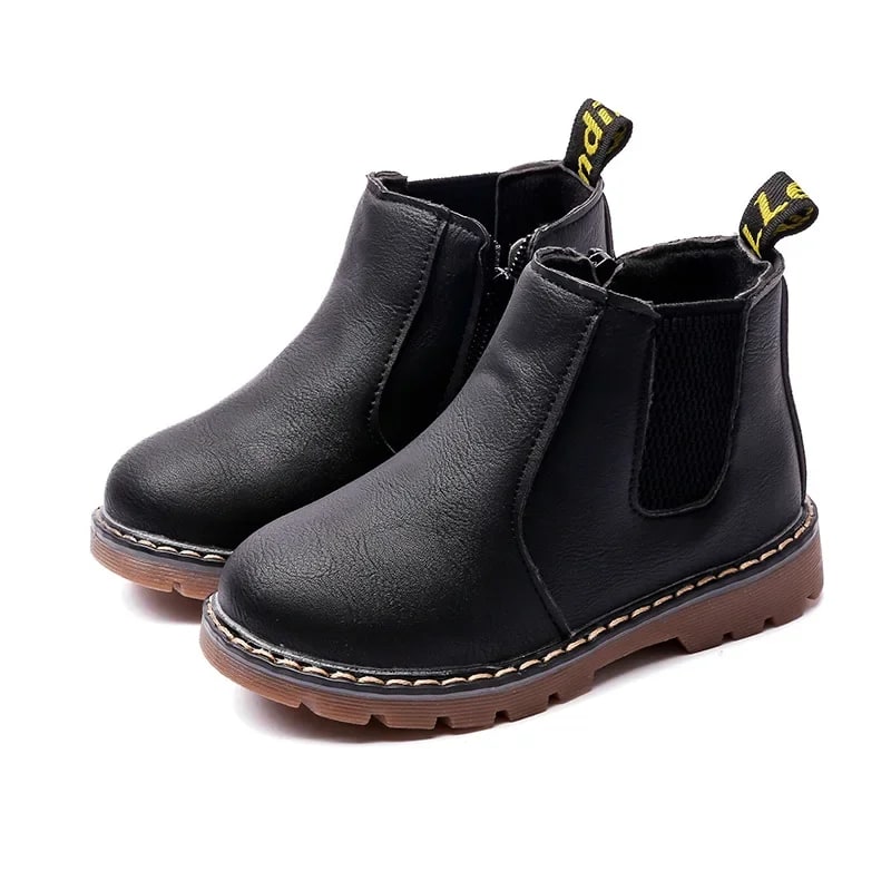 Retro Children's Riding Boots – Top Quality Leather Ankle Shoes for Girls & Boys product photo