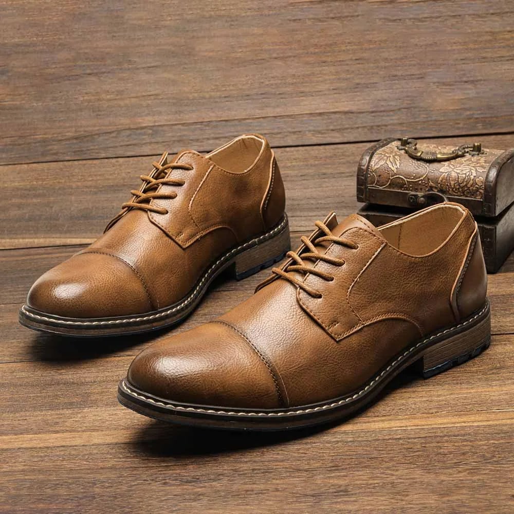 Retro Men's Derby Shoes 2024 New Men Casual shoes Fashion Men Leather Shoes #AL6604 product photo
