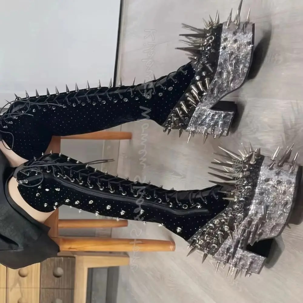 Rivet Over The Knee Boots – Sexy Glossy Fashion Luxury product photo