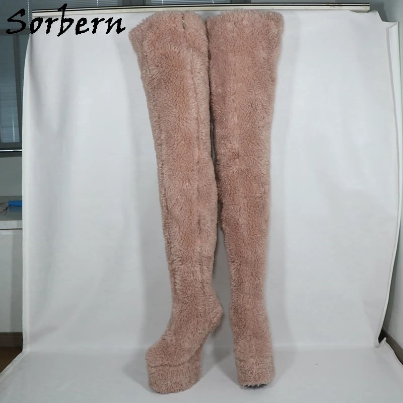 Sorbern Blush Pink Crotch Thigh-High Boots – Heelless Hoof Style product photo