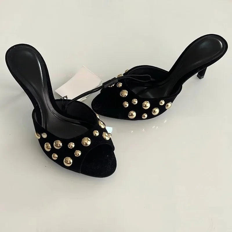 Sexy Studded Peep Toe Mules – Classic Summer Edition product photo
