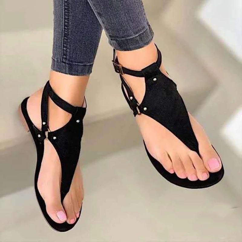 Summer Women Sandals Flats Slippers Pu Leather Flip Flops Belt Buckle Female Shoes Roman Fashion Women's Sandals Zapatos Mujer product photo