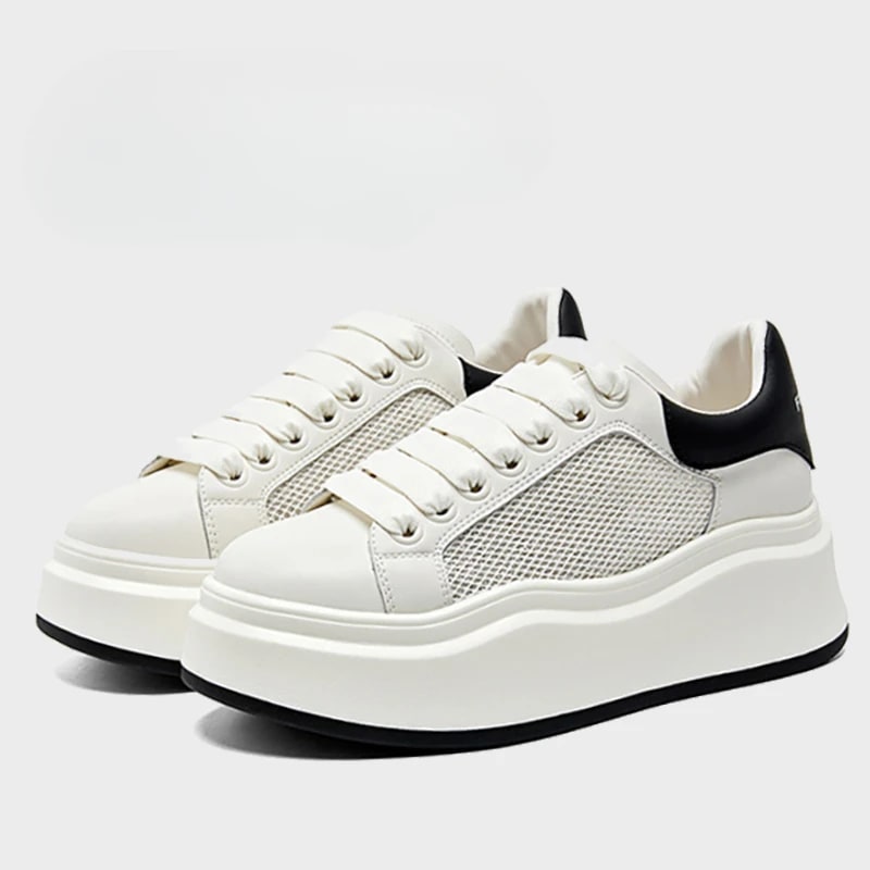 Height Increasing Platform Sneakers for Women – Breathable Hollow Board Shoes product photo