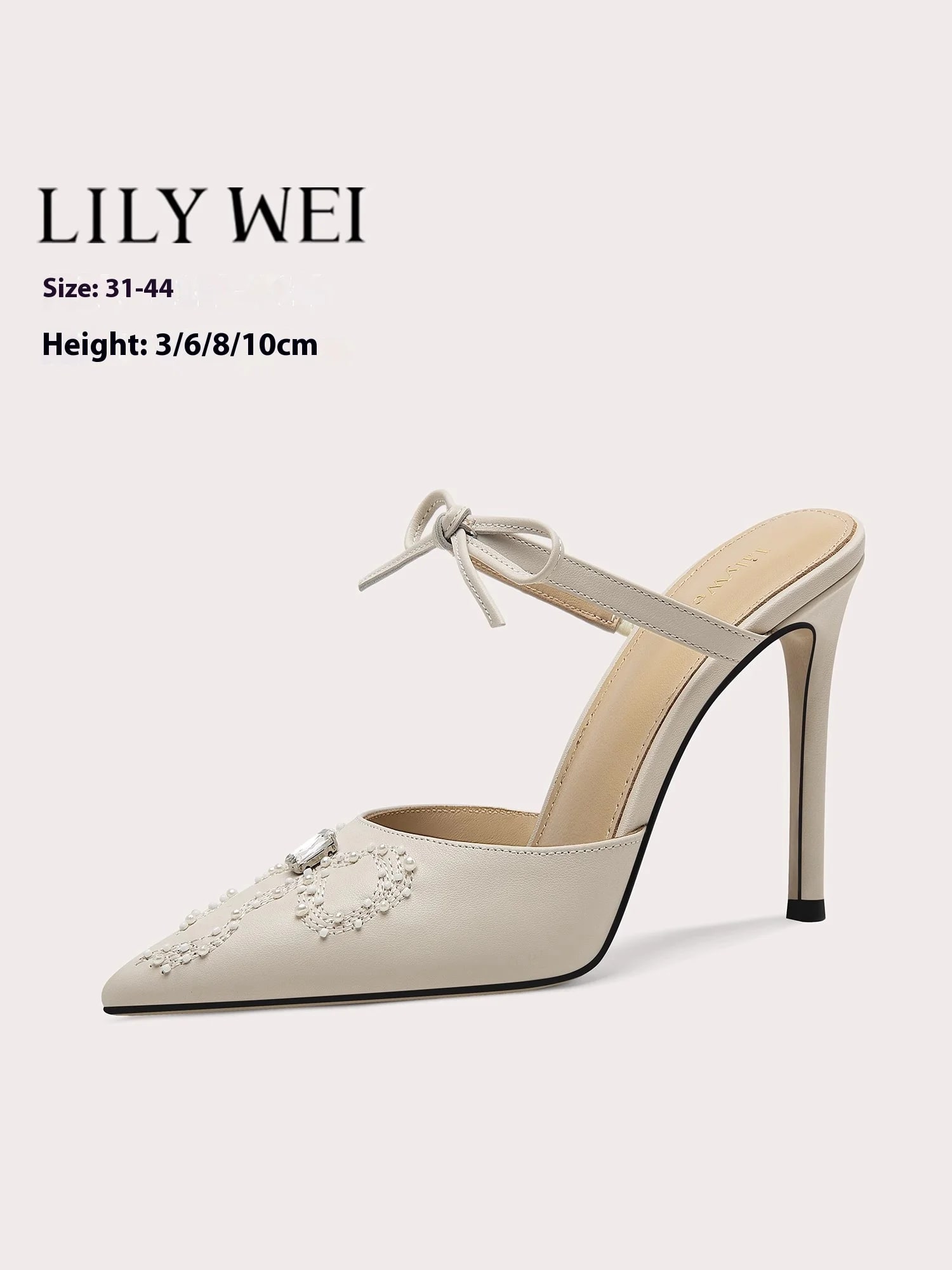 Pearl Bow Rhinestone Stiletto Sandals – Luxury Banquet Fashion product photo