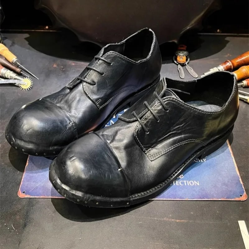 Vintage Design Men's Genuine Leather Shoes – Casual Office Oxford product photo