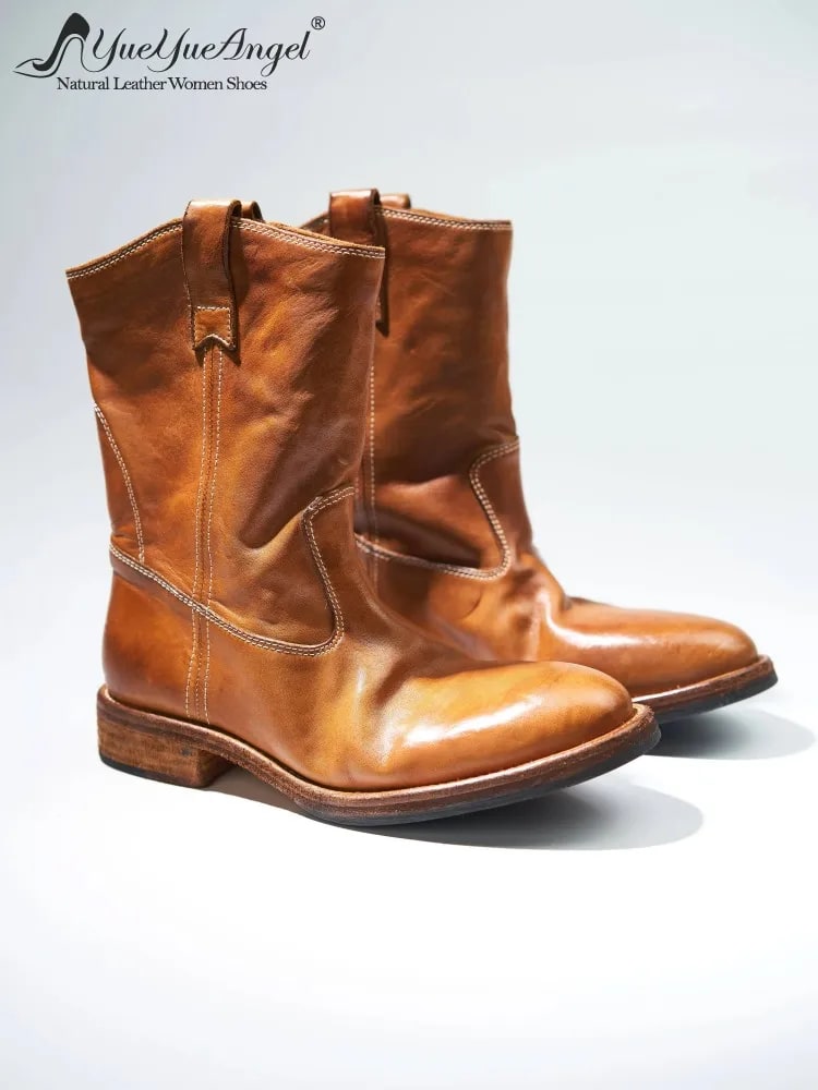 Vintage Horsehide Cowboy Boots – Handcrafted British Style product photo