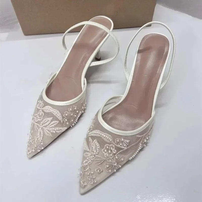 Zonnebloem Designer Mesh High-Heel Sandals – Elegant Stiletto Edition product photo