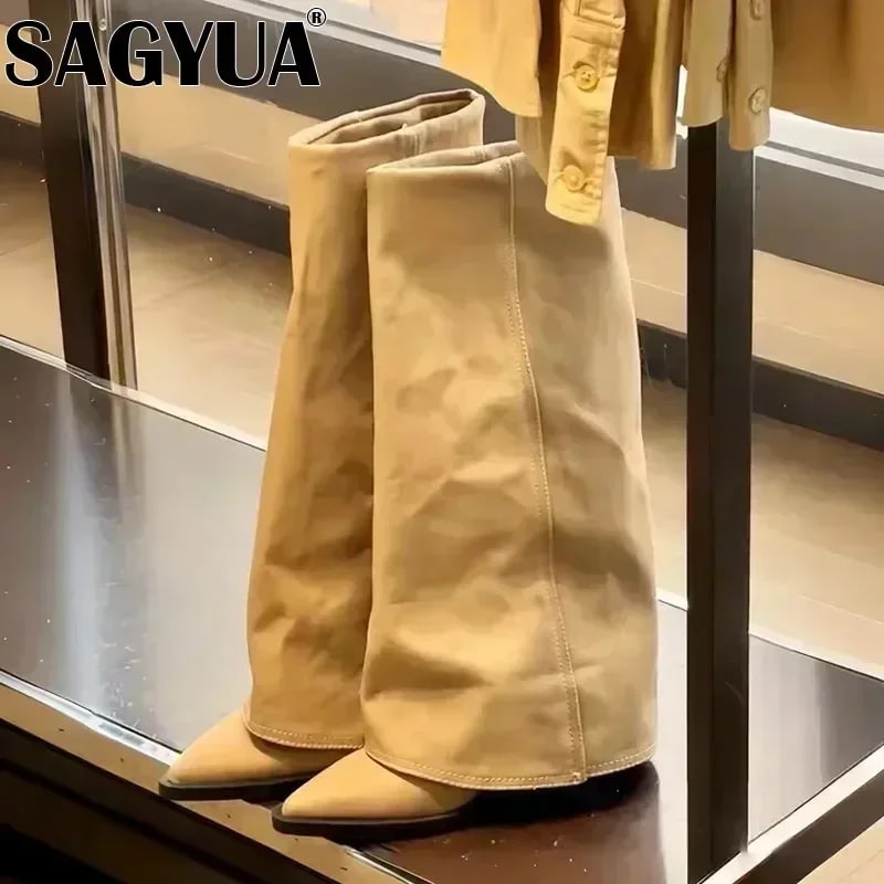 Women Chunky High Boots – Pointed Toe Sexy Retro Gladiator Shoes product photo