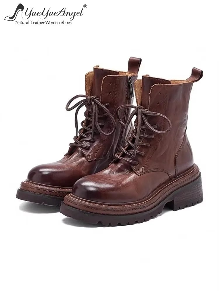 Horsehide Motorcycle Riding Boots – Winter Warm Platform Style product photo