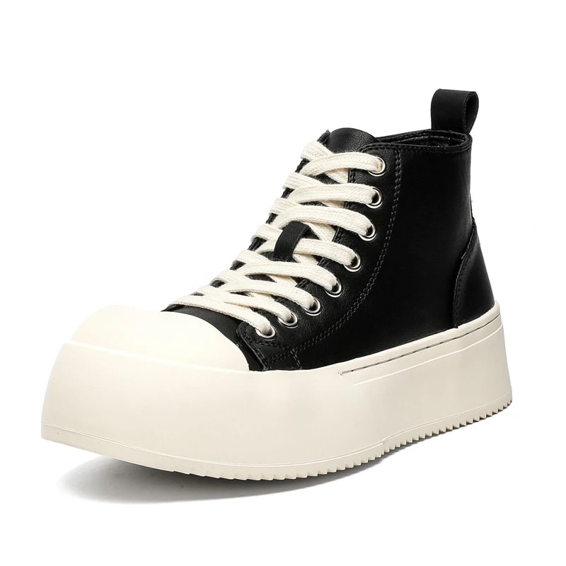 Luxury Mid-Top Canvas Sneakers – Elegant Thick-Soled Designer Shoes product photo