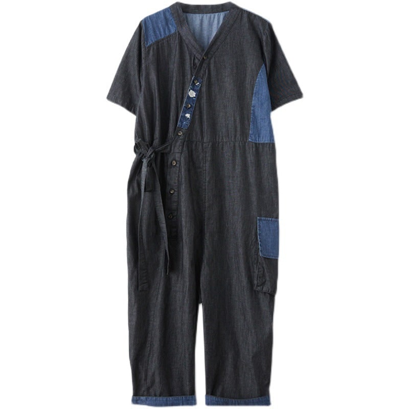 Women's Fashion Drawstring Denim Jumpsuit product photo