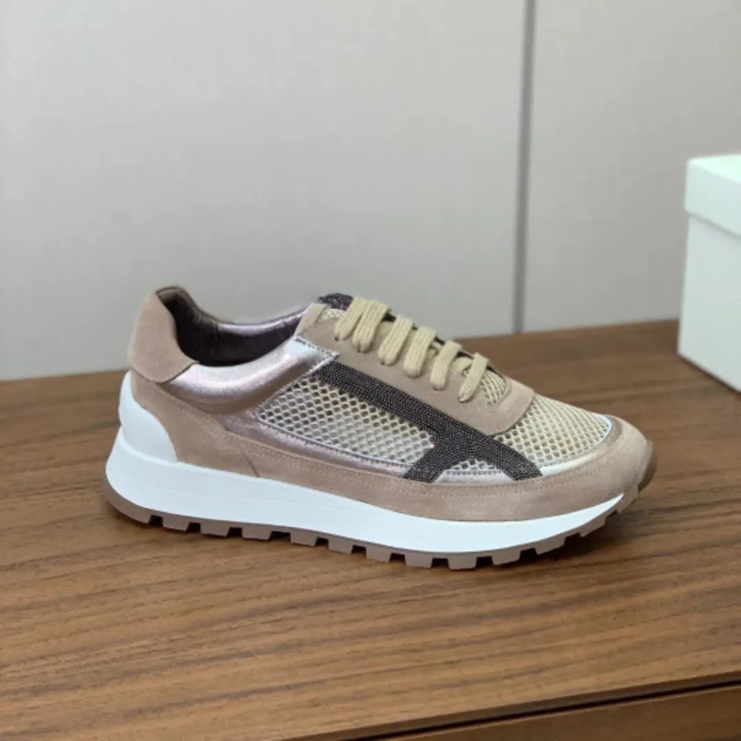 Cowhide Bead Chain Platform Sneakers – Premium Mesh Height-Raising Shoes product photo