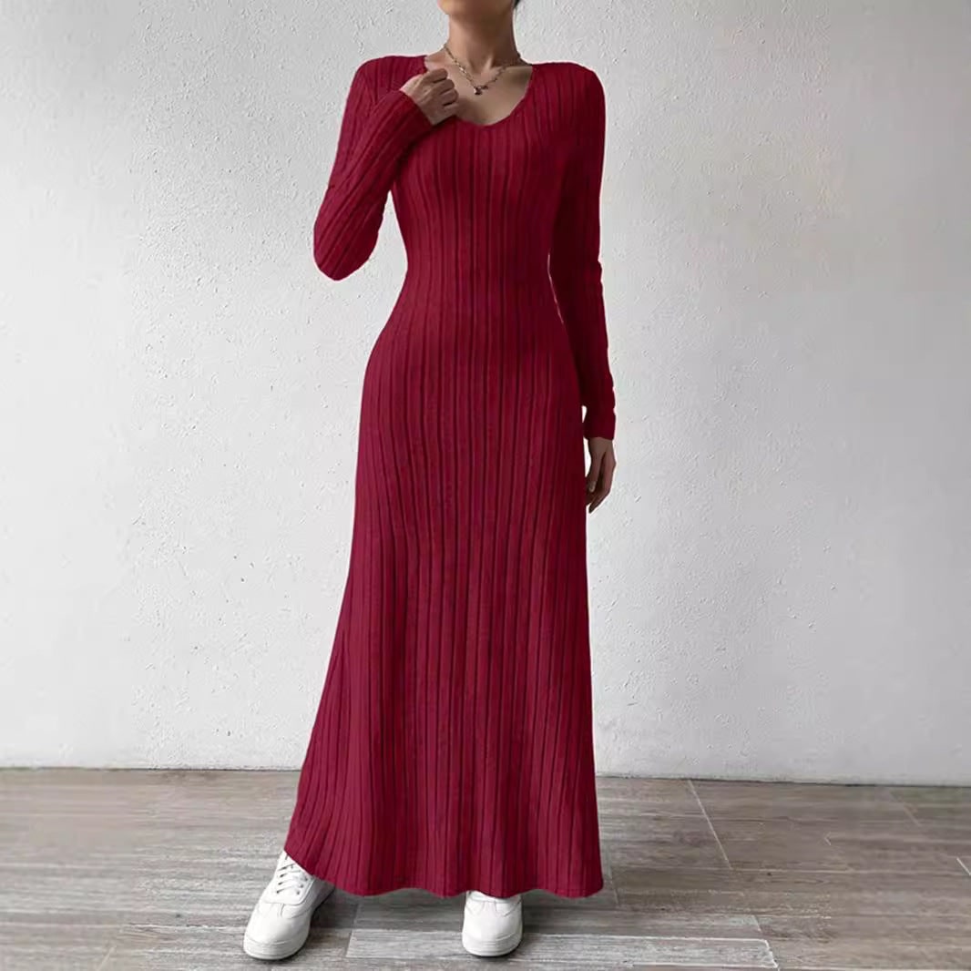 Women's Slim V-neck Dress Sweater product photo