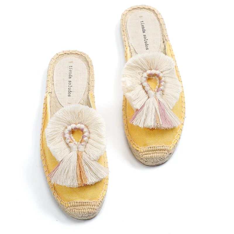 DZYM Fluffy Ball Espadrille Mules – Casual Summer Boho Edition product photo