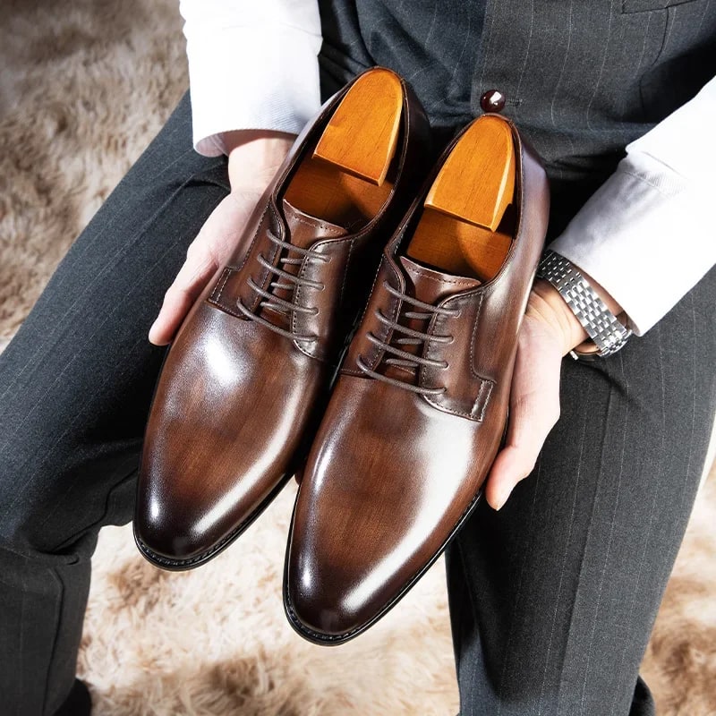 Hand-Colored Wood Pattern Derby Shoes product photo