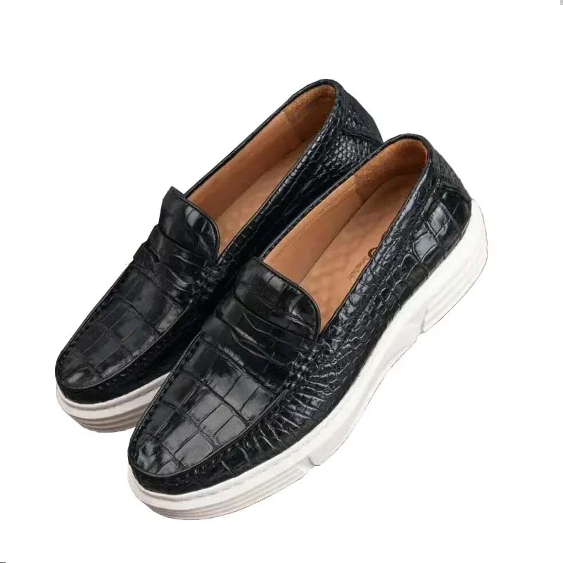 Genuine Crocodile Leather Men's Driving Loafers – Exotic Travel Shoes product photo