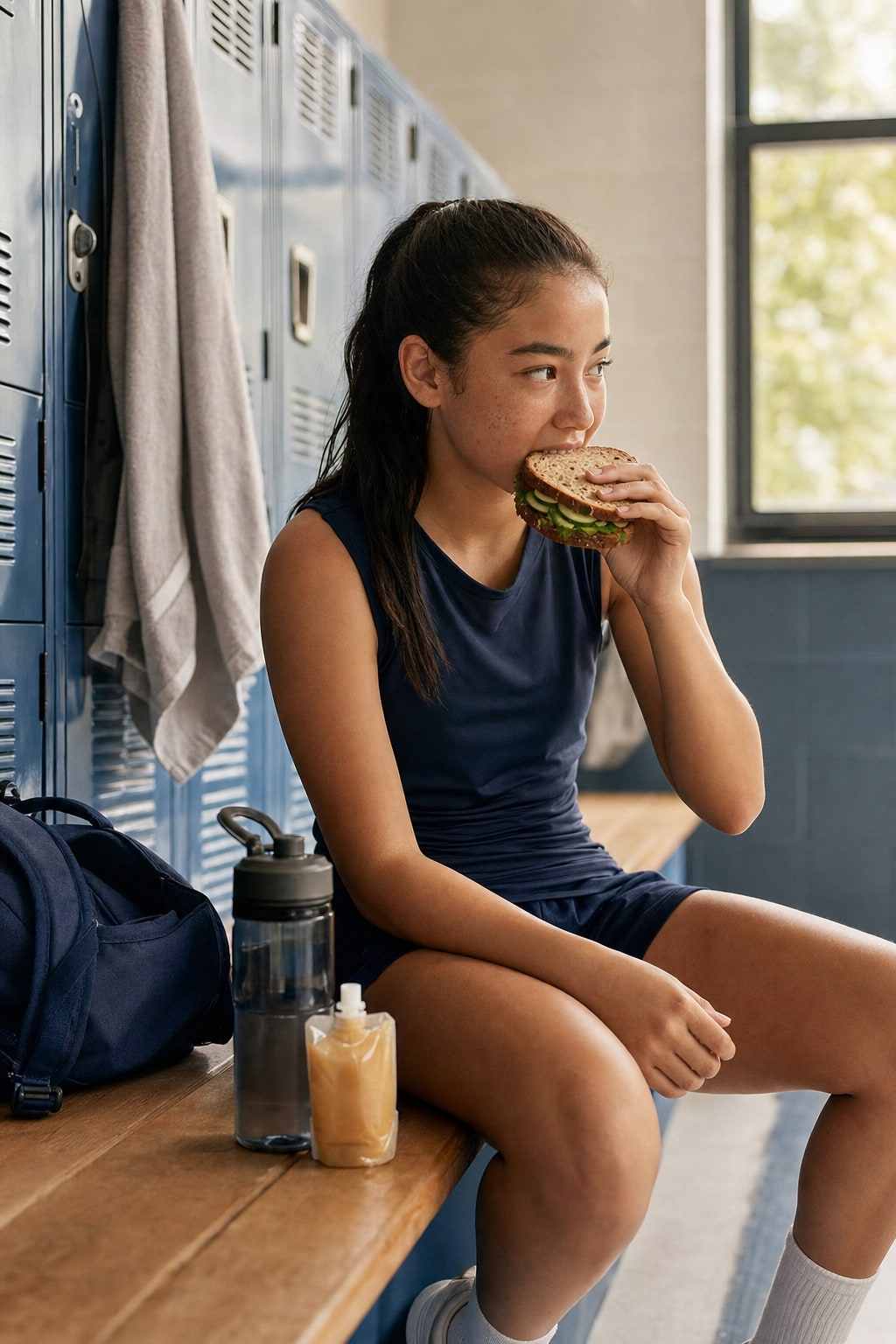 Simple portable snacks packed beside a youth sports bag