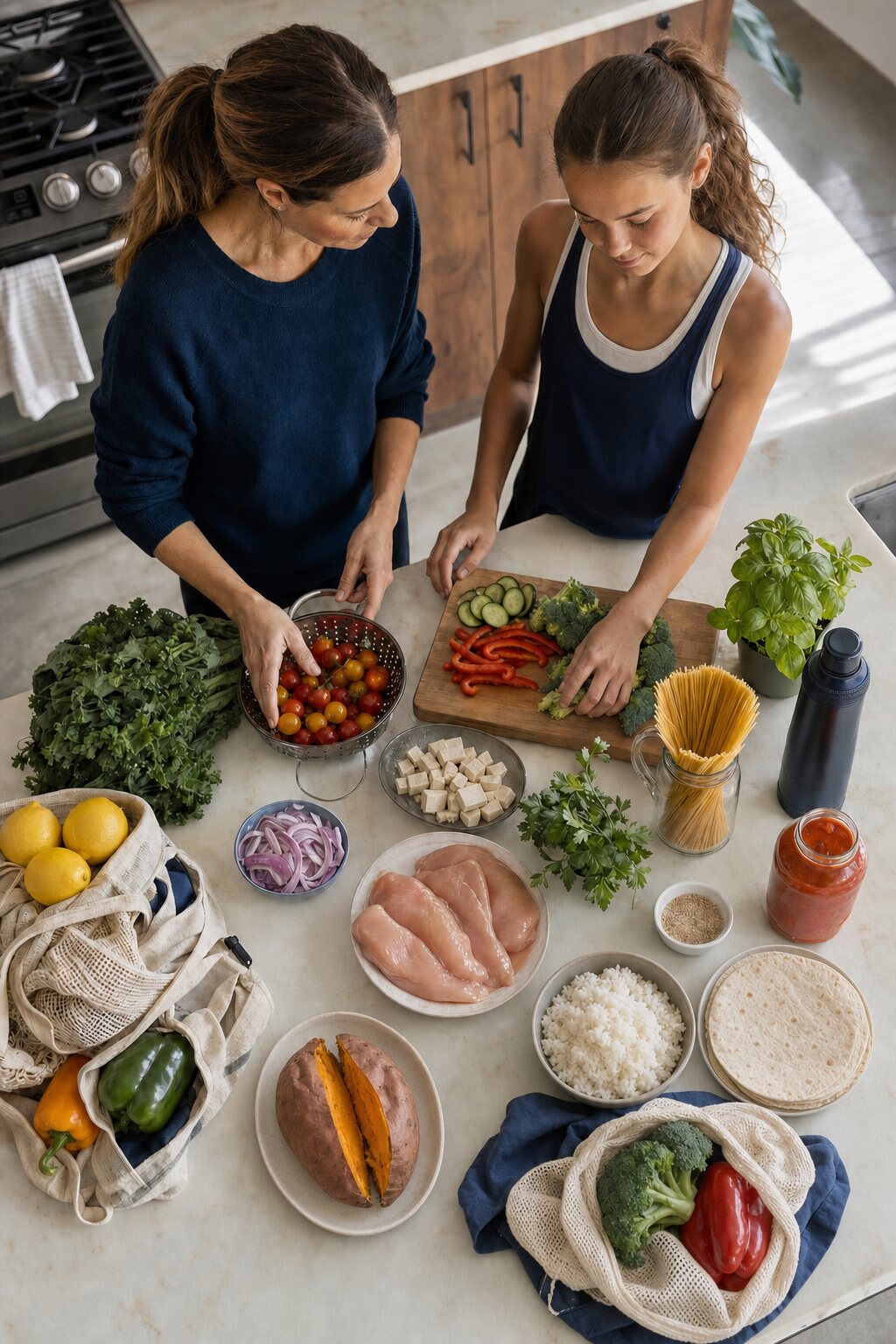 Parent planning meals for a young athlete
