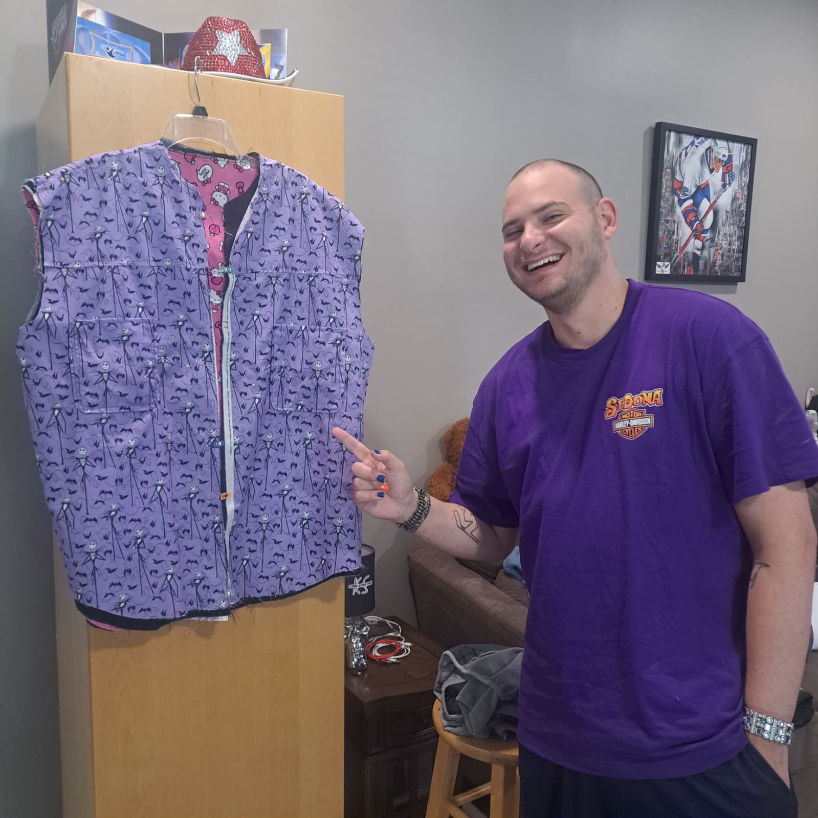 A patterned vest at PYAJ Sewing Studio
