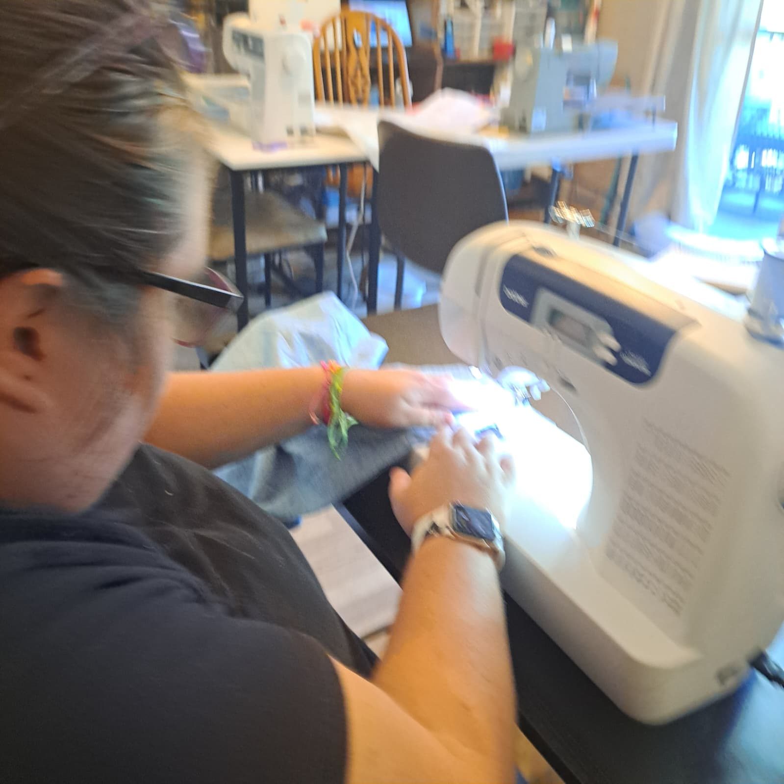Practicing machine stitching at PYAJ Sewing Studio